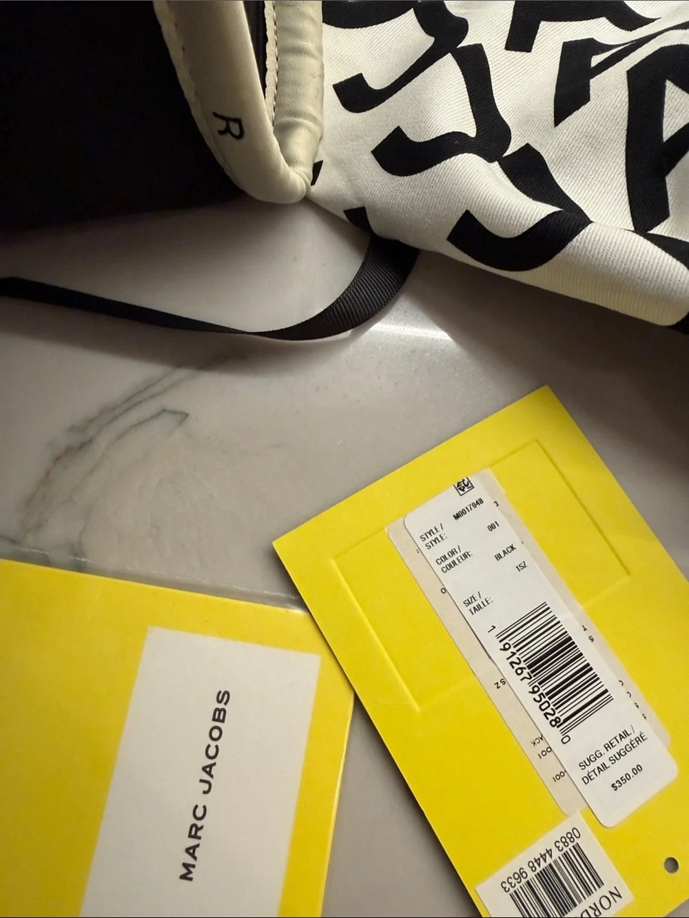 Marc Jacobs Black Canvas Tote Bag with White Logo